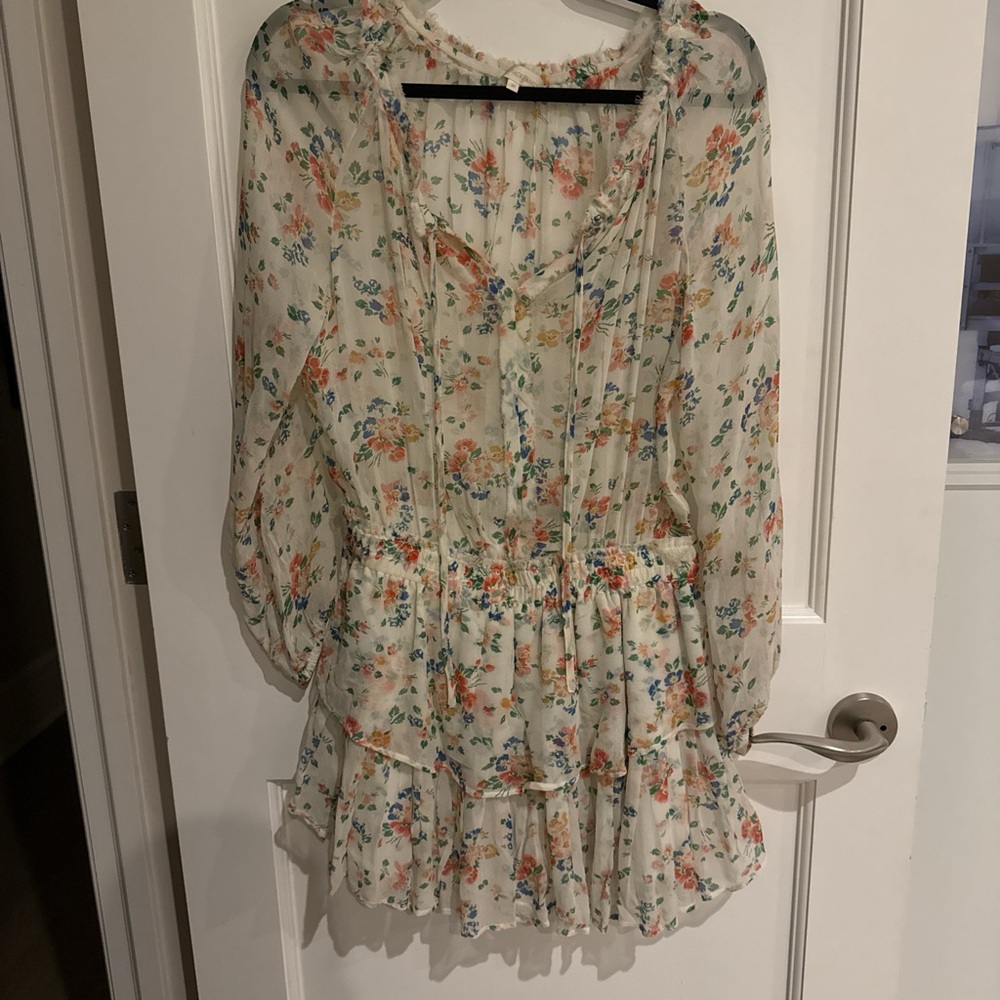 Love shack fancy floral mini dress long sleeve
